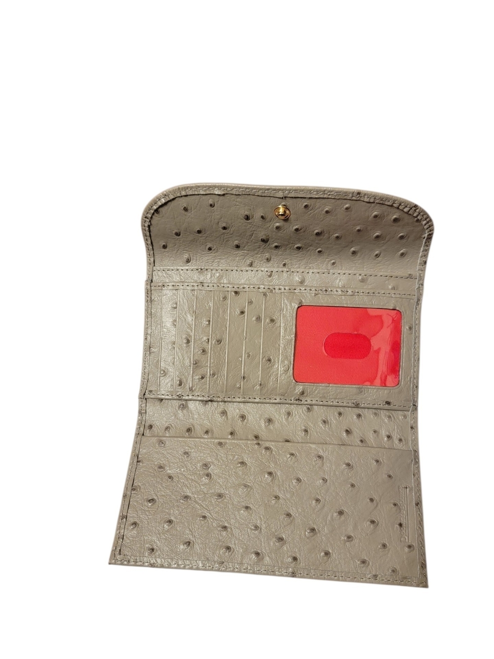 Dooney & Bourke Taupe Ostrich-Embossed Leather Wallet with Gold Plaque,Authentic - Picture 4 of 7